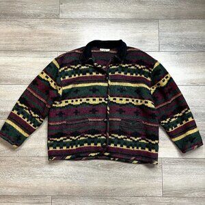Vintage Aztec Western Wool Blend Jacket Size M/L Made In Canada Le Chateau